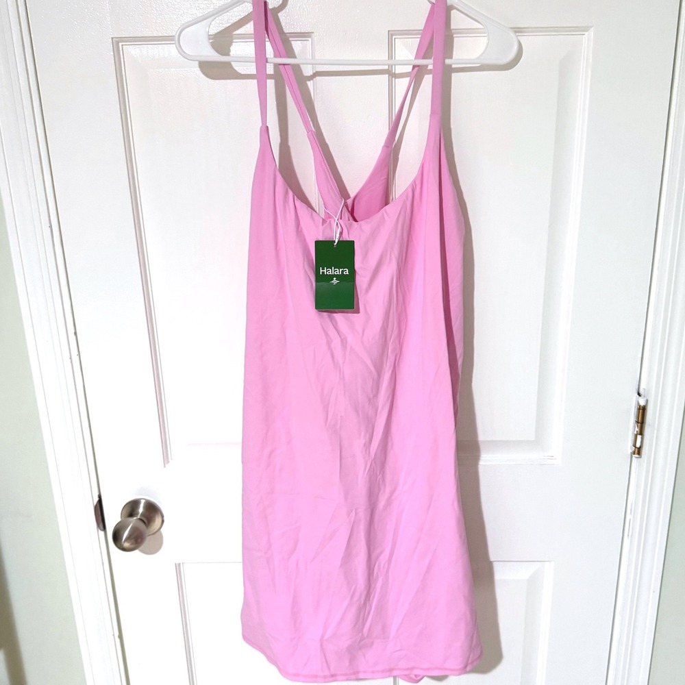 Halara Pink Activewear Exercise Dress with Built-in Shorts and Pockets